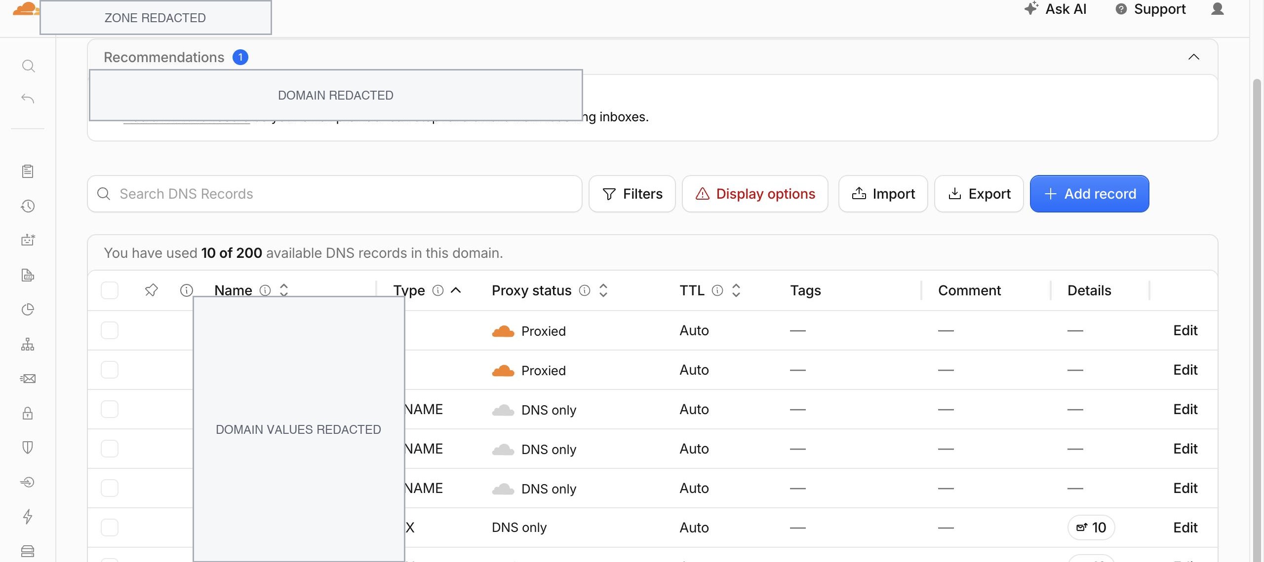 Cloudflare DNS 记录配置