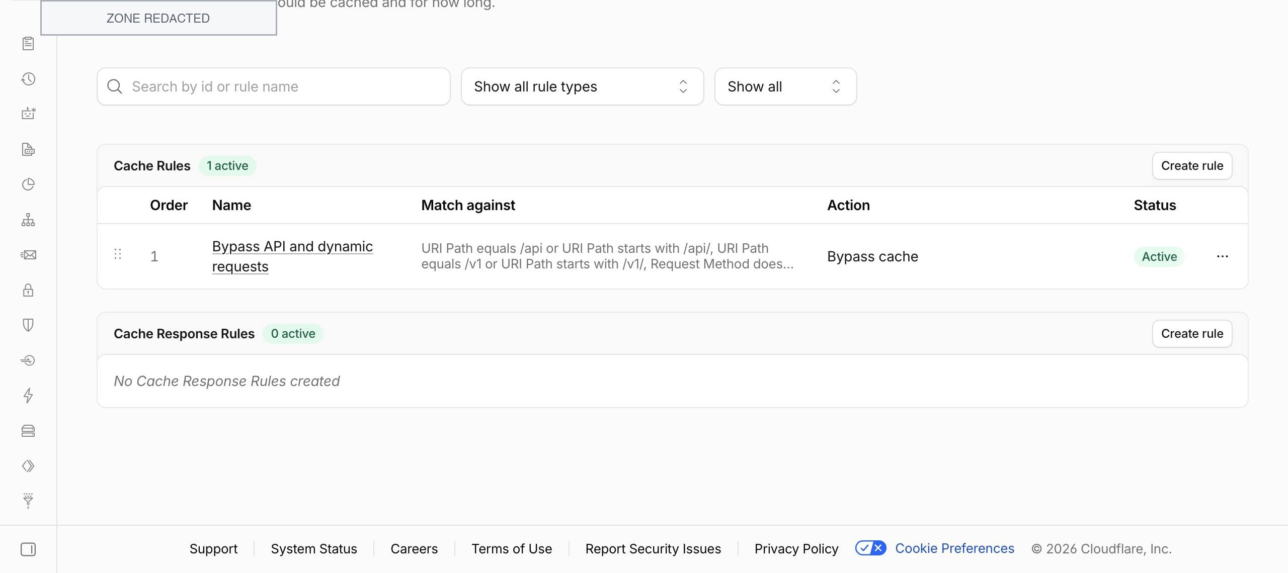 Cloudflare API 缓存绕过规则