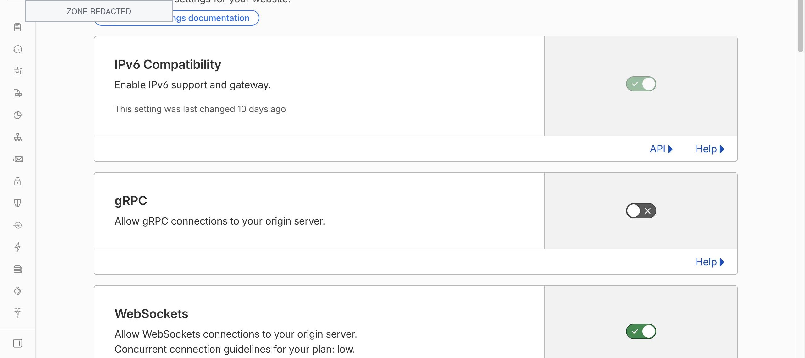 Cloudflare Network 设置