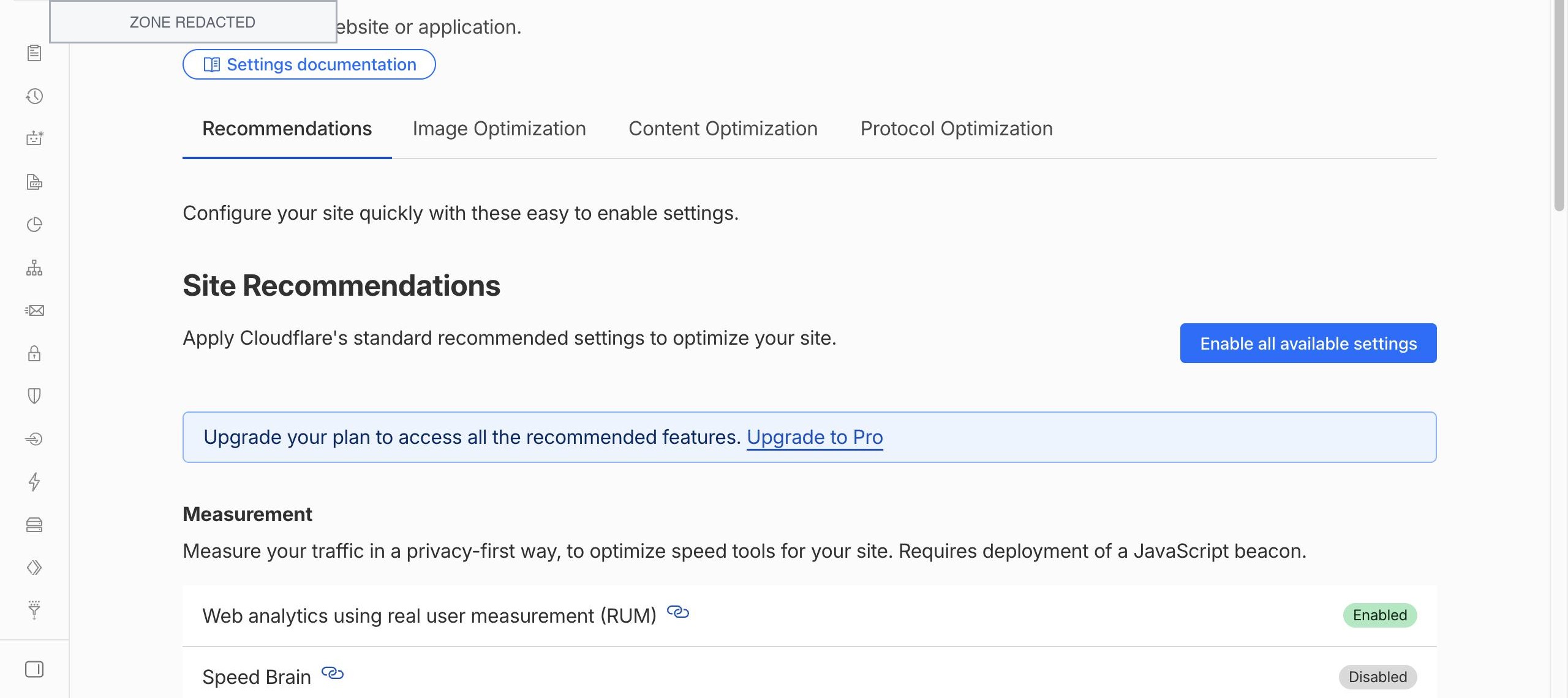 Cloudflare Speed Recommendations